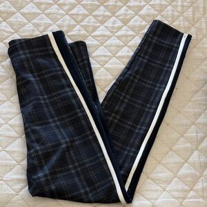 Zara Plaid Leggings with White Stripe